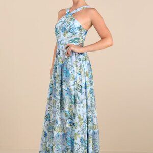 Lulus Lilja Blue Floral Print Maxi Dress - Size S